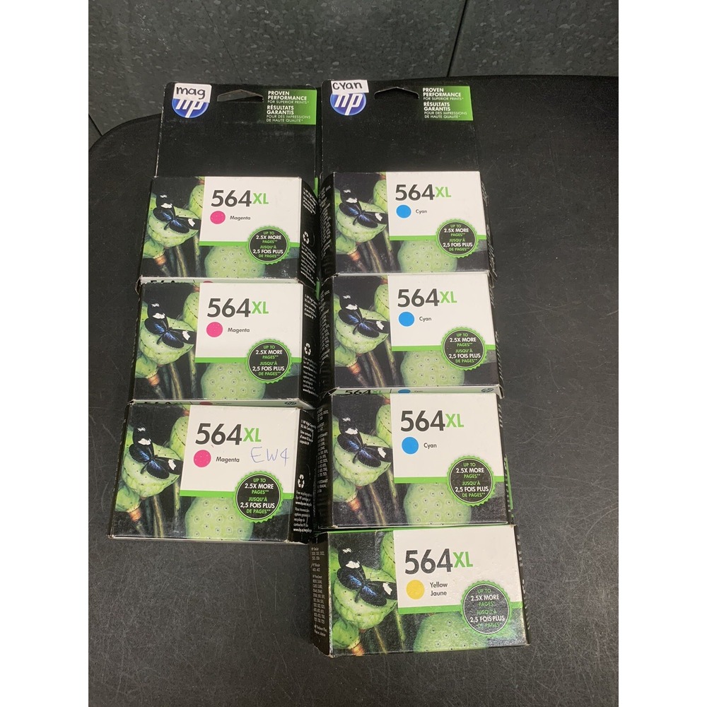 Lot Of 7 HP 564XL 3 Magenta 3 Cyan 1 Yellow Expired